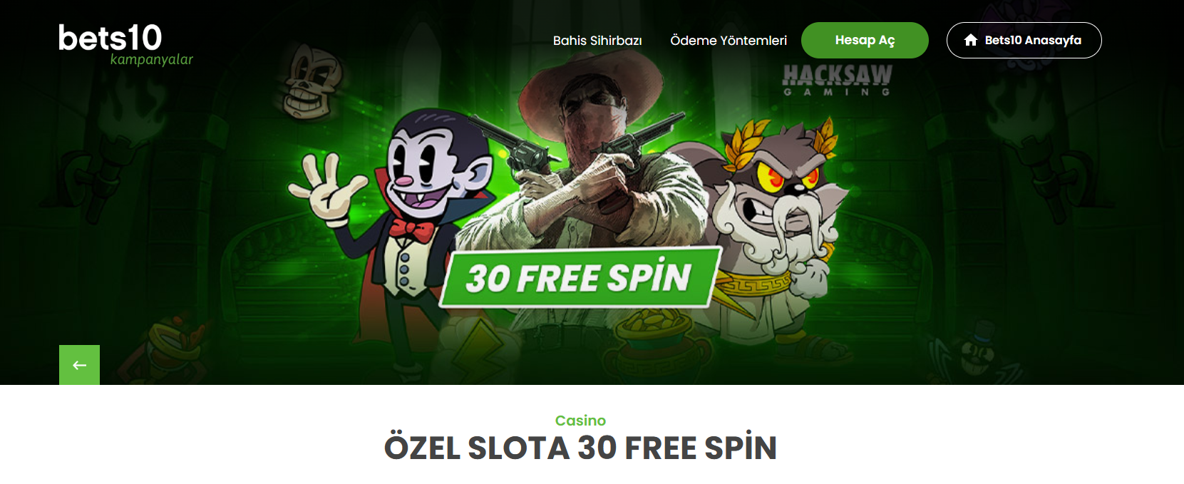 ÖZEL SLOTA 30 FREE SPİN